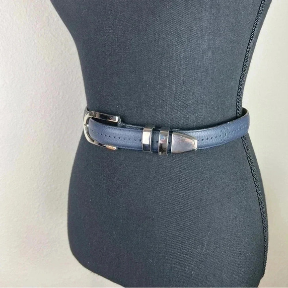 ESCADA Women’s Vintage Navy Blue Silver Buckle Belt Size 2 - Picture 3 of 16